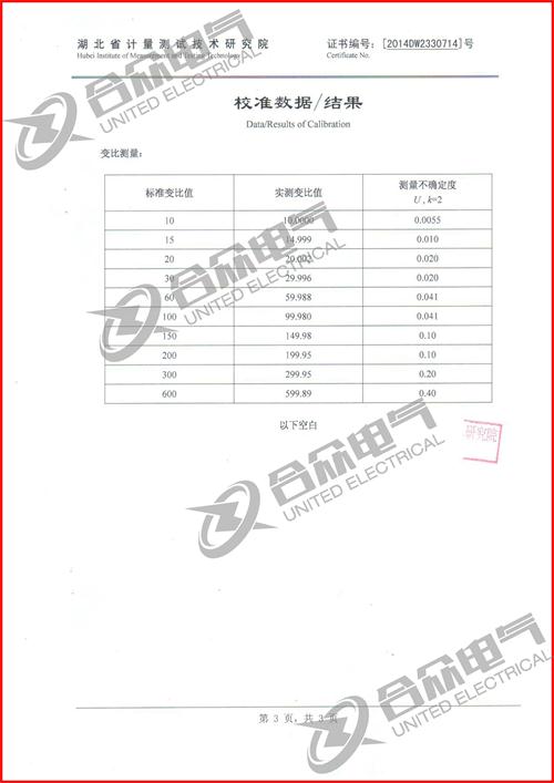 特種變壓器變比組別測試儀證書